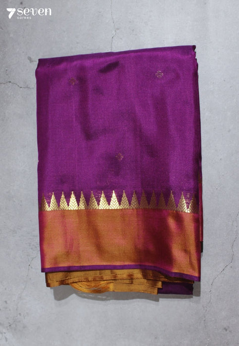 Velvet Raindrops Signature Seven Handloom Purple Bangalore Pure Silk Saree|Silk Mark Certified - Seven Sarees - Saree - Seven Sarees