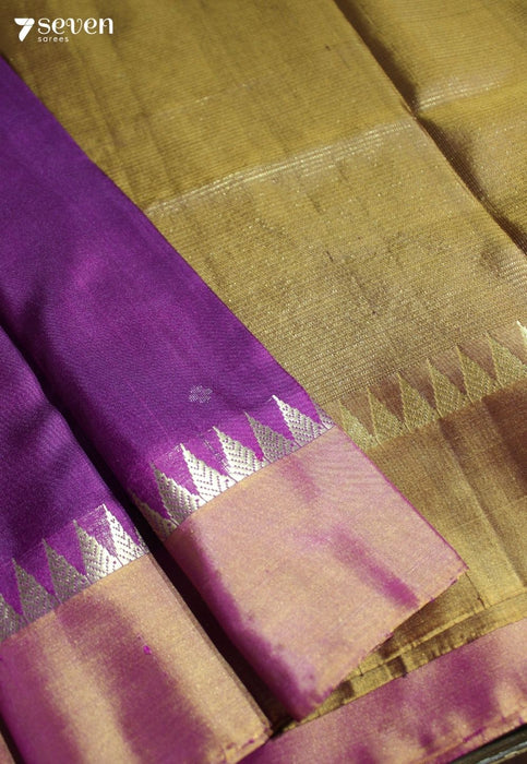 Velvet Raindrops Signature Seven Handloom Purple Bangalore Pure Silk Saree|Silk Mark Certified - Seven Sarees - Saree - Seven Sarees