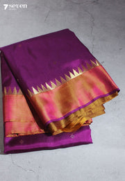 Velvet Raindrops Signature Seven Handloom Purple Bangalore Pure Silk Saree|Silk Mark Certified - Seven Sarees - Saree - Seven Sarees