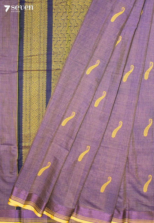 Venmira Signature Seven Handloom Purple Bangalore Pure Cotton Saree - Seven Sarees - Saree - Seven Sarees