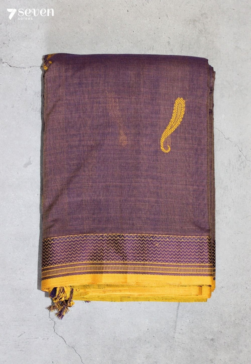 Venmira Signature Seven Handloom Purple Bangalore Pure Cotton Saree - Seven Sarees - Saree - Seven Sarees