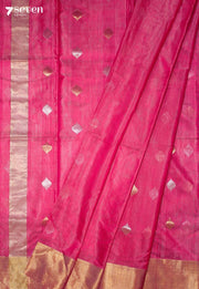 Verali Chanderi Handloom Pink Silk Cotton Saree - Seven Sarees - Seven Sarees