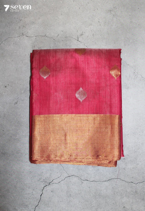 Verali Chanderi Handloom Pink Silk Cotton Saree - Seven Sarees - Seven Sarees
