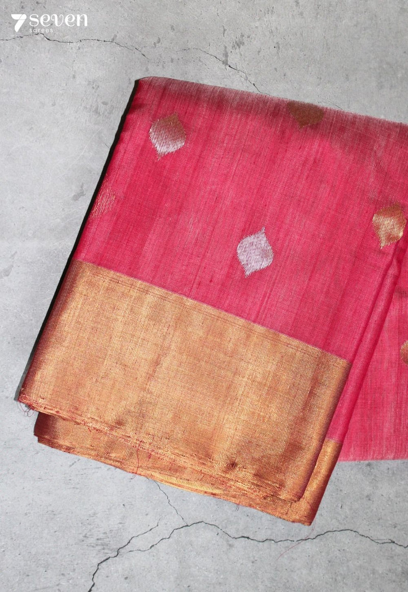 Verali Chanderi Handloom Pink Silk Cotton Saree - Seven Sarees - Seven Sarees