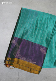 Veyanika Signature Seven Handloom Aquamarine Pure Silk Cotton Saree - Seven Sarees - Saree - Seven Sarees