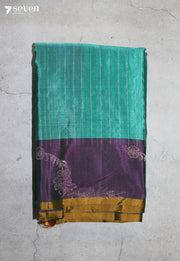 Veyanika Signature Seven Handloom Aquamarine Pure Silk Cotton Saree - Seven Sarees - Saree - Seven Sarees