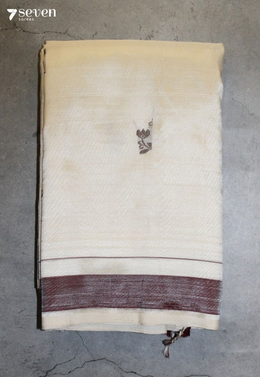 Veyara Signature Seven Handloom Off-White Bangalore Vegan Silk Saree - Seven Sarees - Saree - Seven Sarees
