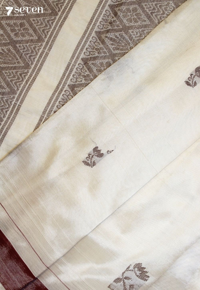 Veyara Signature Seven Handloom Off-White Bangalore Vegan Silk Saree - Seven Sarees - Saree - Seven Sarees