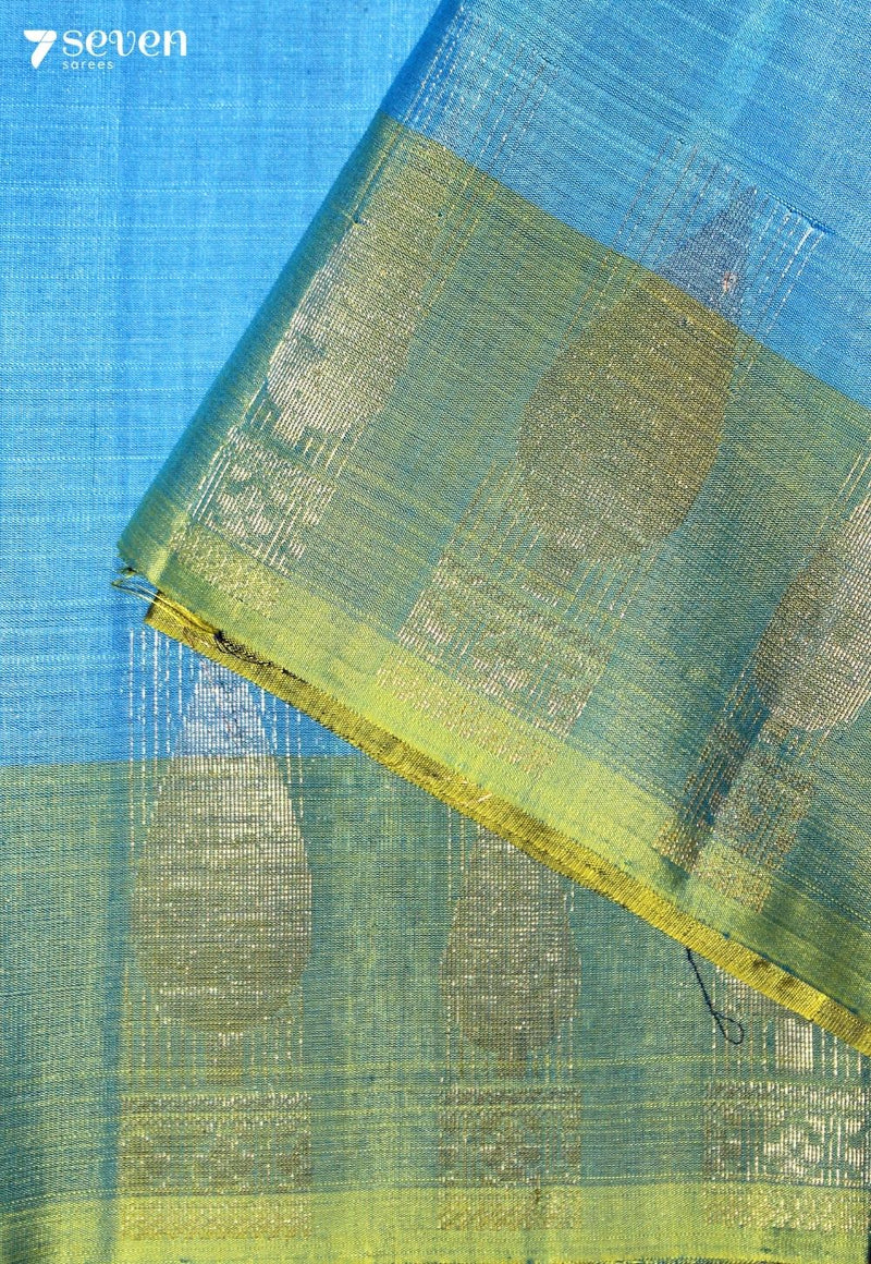 Veyuri Signature Seven Handloom Blue Bangalore Pure Silk Cotton Saree - Seven Sarees - Saree - Seven Sarees