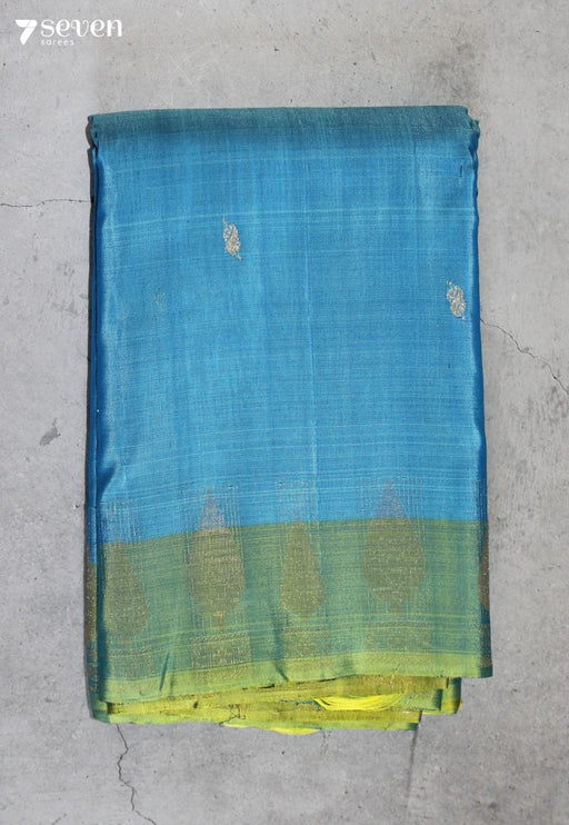 Veyuri Signature Seven Handloom Blue Bangalore Pure Silk Cotton Saree - Seven Sarees - Saree - Seven Sarees