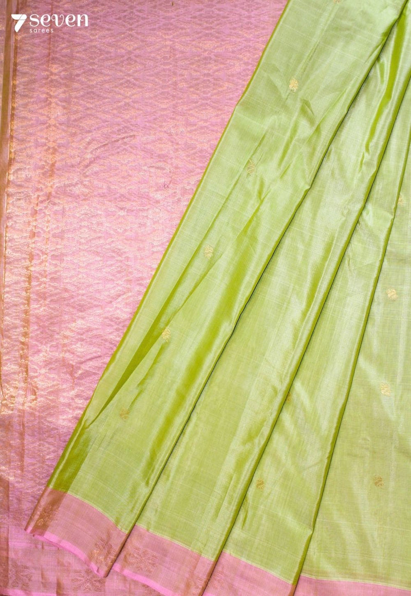 Veyvitha Signature Seven Handloom Green Bangalore Pure Silk Cotton Saree - Seven Sarees - Saree - Seven Sarees