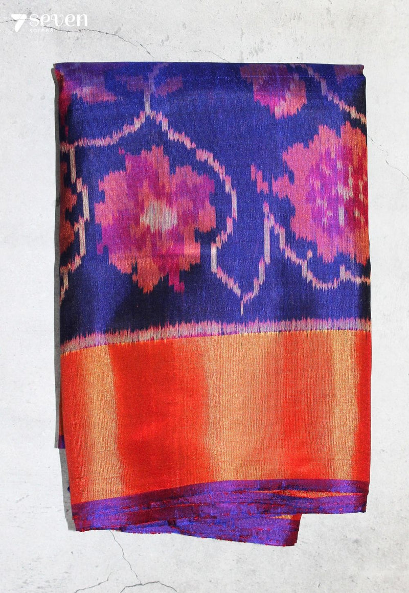 Vibhavari Patola Handloom Single Ikat Blue Pure Silk Saree | Silk Mark Certified - view 2