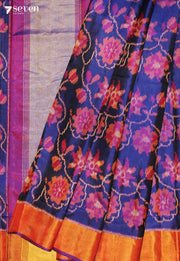 Vibhavari Patola Handloom Single Ikat Blue Pure Silk Saree | Silk Mark Certified - view 1