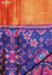 Vibhavari Patola Handloom Single Ikat Blue Pure Silk Saree | Silk Mark Certified - view 4