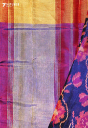 Vibhavari Patola Handloom Single Ikat Blue Pure Silk Saree | Silk Mark Certified - view 3