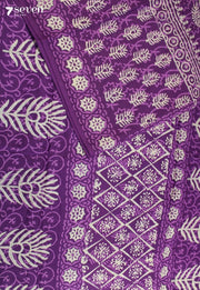 Vihaya Jaipur Purple Hand Block Printed 100% Cotton Saree - Seven Sarees - Saree - Seven Sarees