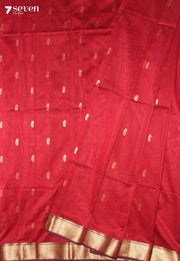 Vihmira Maheshwari Handloom Maroon Silk Cotton Saree - Seven Sarees - Seven Sarees