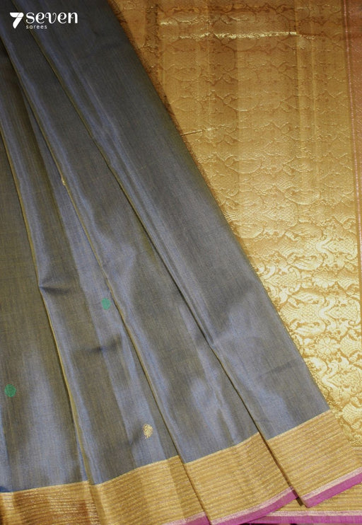 Vijayaraga Signature Seven Handloom Peacock Blue Bangalore Pure Silk Cotton Saree - Seven Sarees - Saree - Seven Sarees