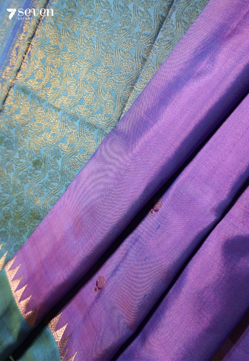 Vintage Blues Signature Seven Handloom Violet Bangalore Pure Silk Saree|Silk Mark Certified - Seven Sarees - Saree - Seven Sarees