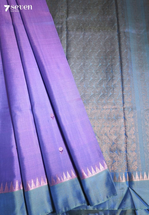 Vintage Blues Signature Seven Handloom Violet Bangalore Pure Silk Saree|Silk Mark Certified - Seven Sarees - Saree - Seven Sarees