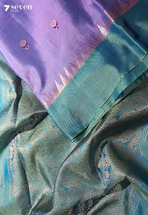 Vintage Blues Signature Seven Handloom Violet Bangalore Pure Silk Saree|Silk Mark Certified - Seven Sarees - Saree - Seven Sarees