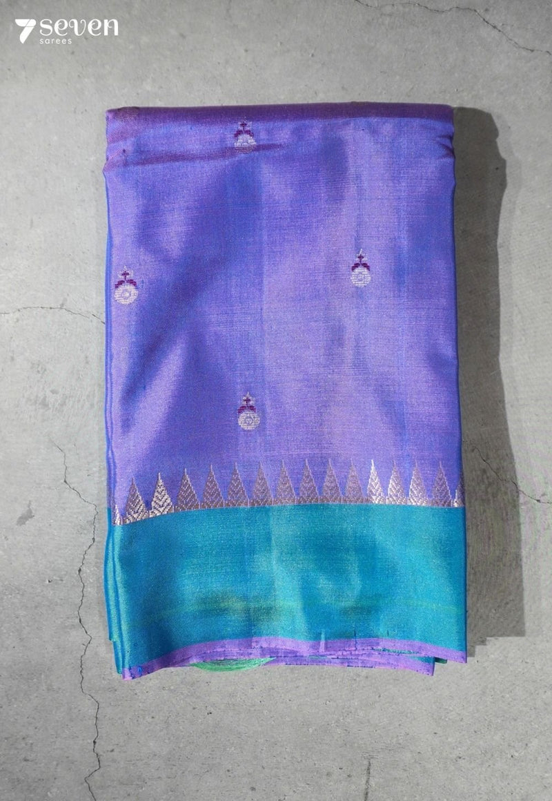 Vintage Blues Signature Seven Handloom Violet Bangalore Pure Silk Saree|Silk Mark Certified - Seven Sarees - Saree - Seven Sarees