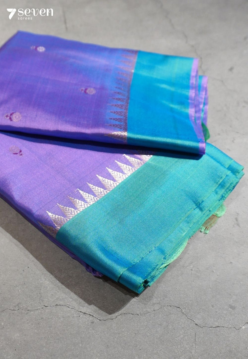 Vintage Blues Signature Seven Handloom Violet Bangalore Pure Silk Saree|Silk Mark Certified - Seven Sarees - Saree - Seven Sarees