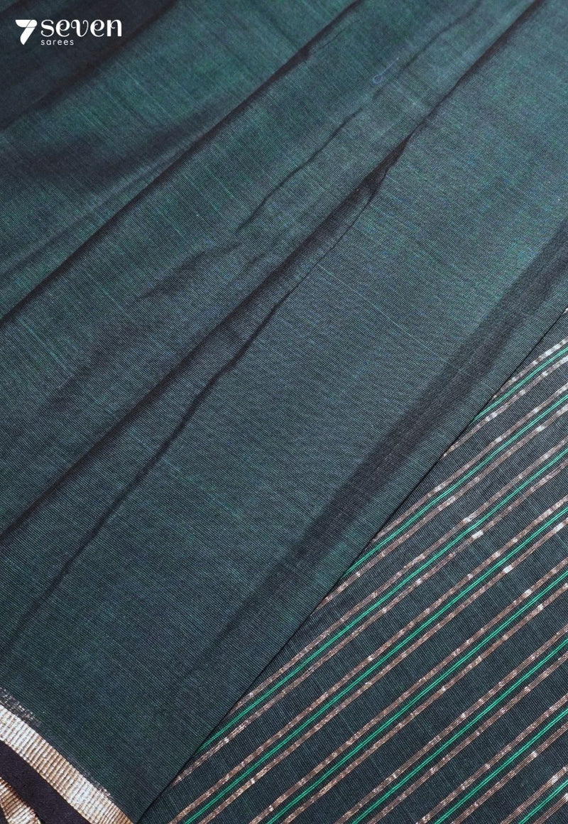 Vinyasa Signature Seven Handloom Blue Bangalore Pure Cotton Saree - Seven Sarees - Saree - Seven Sarees