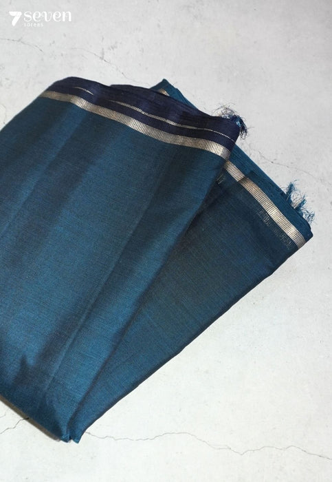 Vinyasa Signature Seven Handloom Blue Bangalore Pure Cotton Saree - Seven Sarees - Saree - Seven Sarees