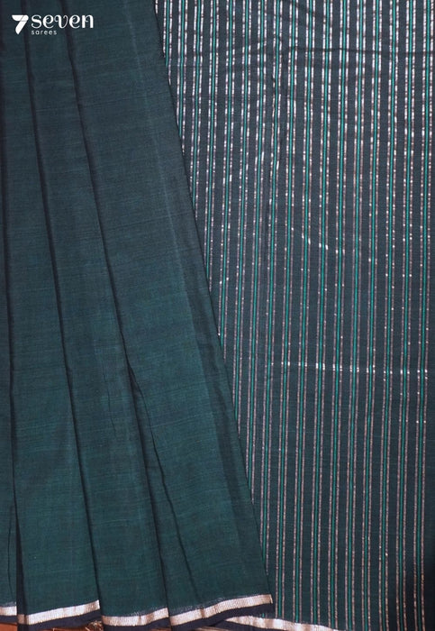 Vinyasa Signature Seven Handloom Blue Bangalore Pure Cotton Saree - Seven Sarees - Saree - Seven Sarees