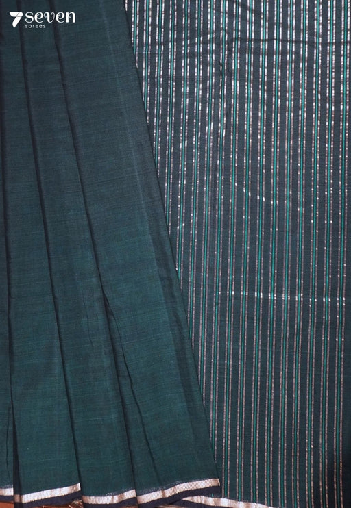 Vinyasa Signature Seven Handloom Blue Bangalore Pure Cotton Saree - Seven Sarees - Saree - Seven Sarees