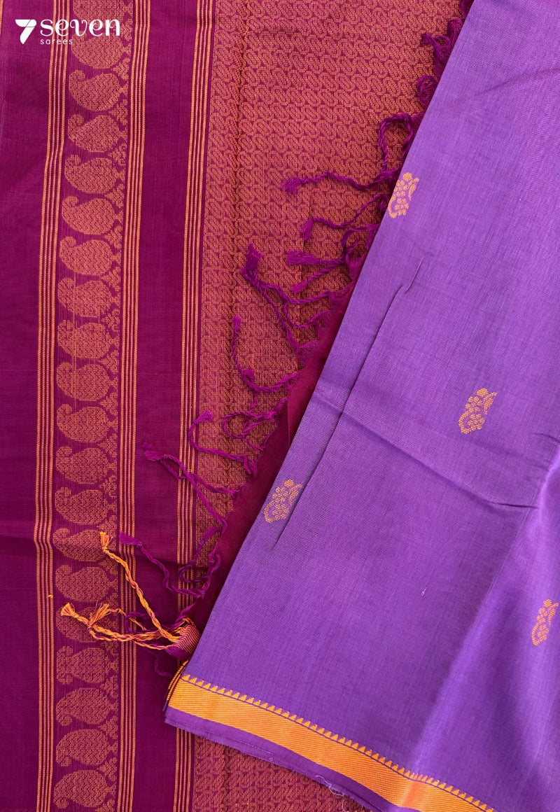 Violet Blooms Signature Seven Handloom Pink Bangalore Pure Cotton Saree - Seven Sarees - Saree - Seven Sarees