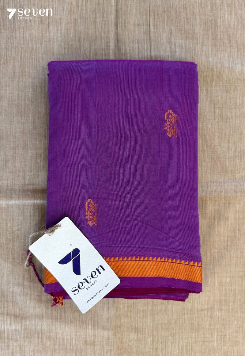 Violet Blooms Signature Seven Handloom Pink Bangalore Pure Cotton Saree - Seven Sarees - Saree - Seven Sarees