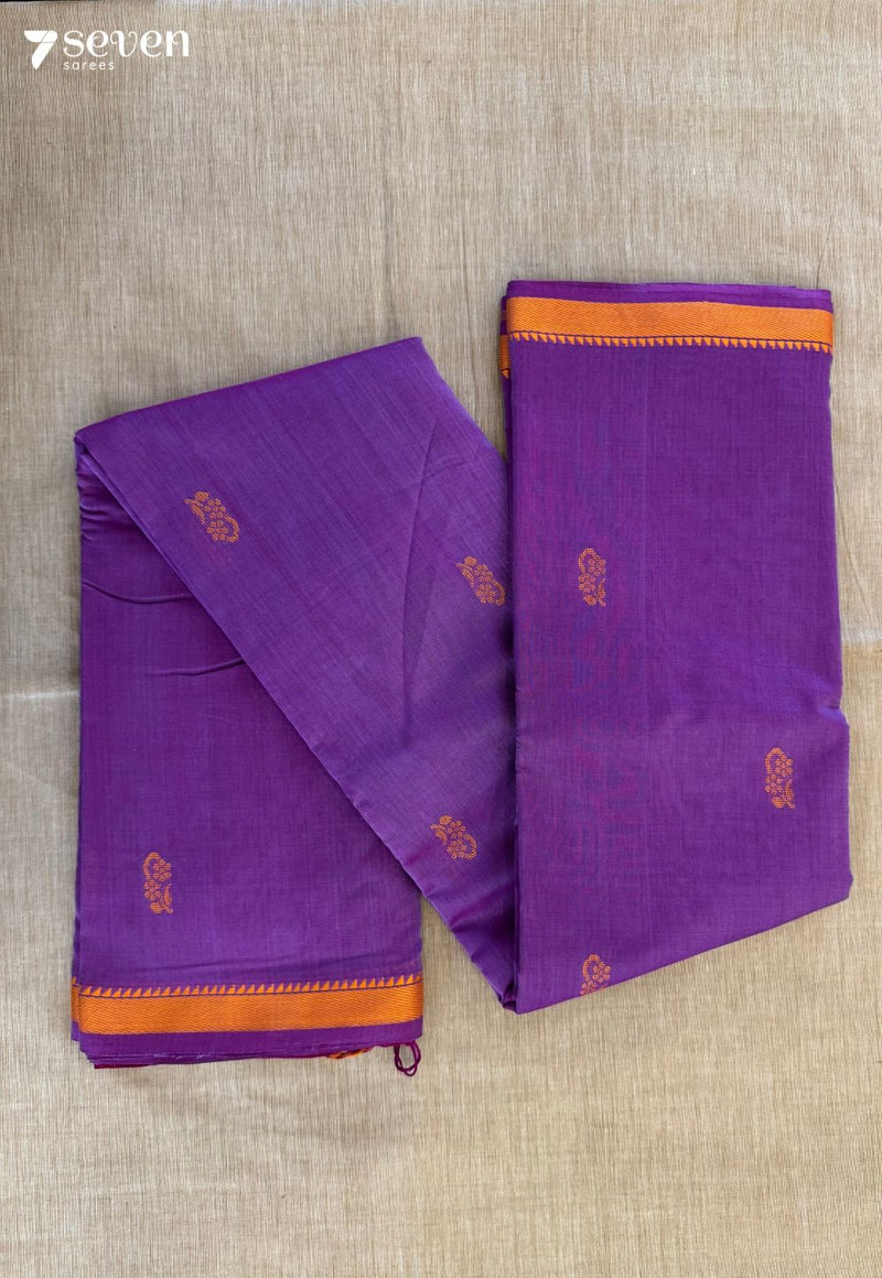 Violet Blooms Signature Seven Handloom Pink Bangalore Pure Cotton Saree - Seven Sarees - Saree - Seven Sarees