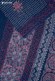 Viranthi Jaipur Blue Hand Block Printed 100% Cotton Saree - Seven Sarees - Saree - Seven Sarees