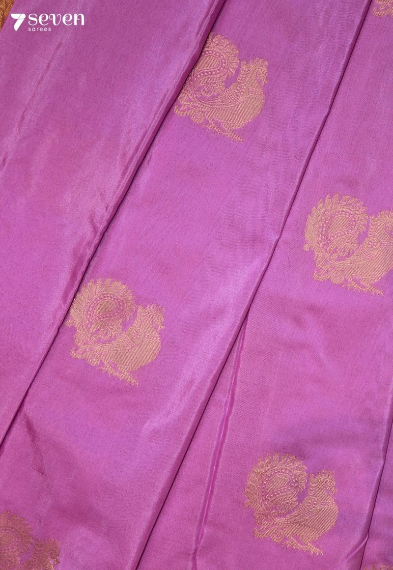 Virevani Signature Seven Handloom Pink Bangalore Pure Silk Cotton Saree - Seven Sarees - Saree - Seven Sarees