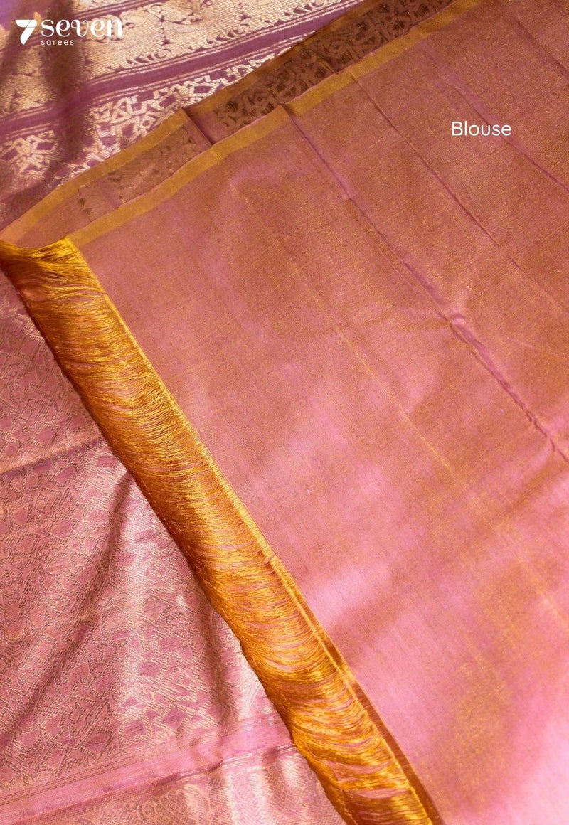 Virevani Signature Seven Handloom Pink Bangalore Pure Silk Cotton Saree - Seven Sarees - Saree - Seven Sarees