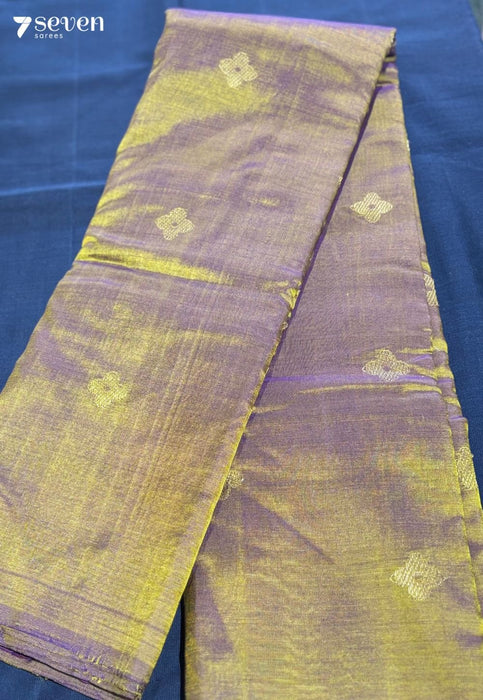 Waterfall of Gold Seven Signature Seven Handloom Purple Bangalore Vegan Silk Saree - Seven Sarees - Saree - Seven Sarees