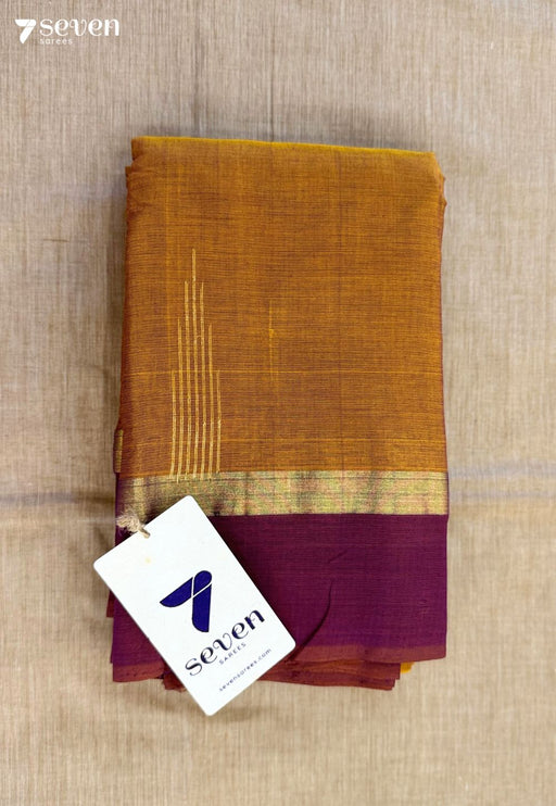 Whisper Field Signature Seven Handloom Brown Bangalore Pure Cotton Saree - Seven Sarees - Saree - Seven Sarees