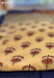 Wicker Whimsy Jaipur Cream Handblock 100% Cotton Saree - Seven Sarees - Saree - Seven Sarees