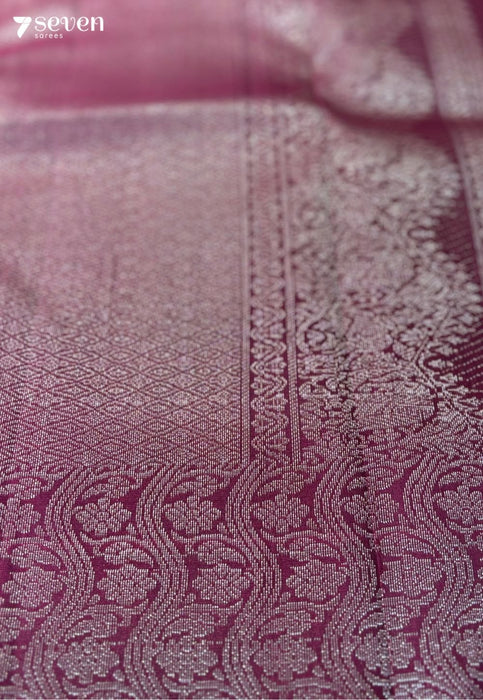 Wild Flower Signature Seven Handloom Blue/Pink Bangalore Pure Silk Saree|Silk Mark Certified - Seven Sarees - Saree - Seven Sarees