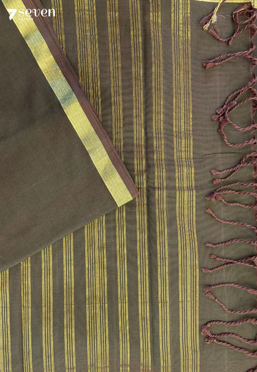 Wild Garnet Signature Seven Handloom Green Bangalore Pure Cotton Saree - Seven Sarees - Saree - Seven Sarees