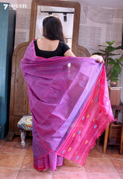 Wild Lavender Signature Seven Handloom Pink Bangalore Pure Cotton Saree - Seven Sarees - Saree - Seven Sarees