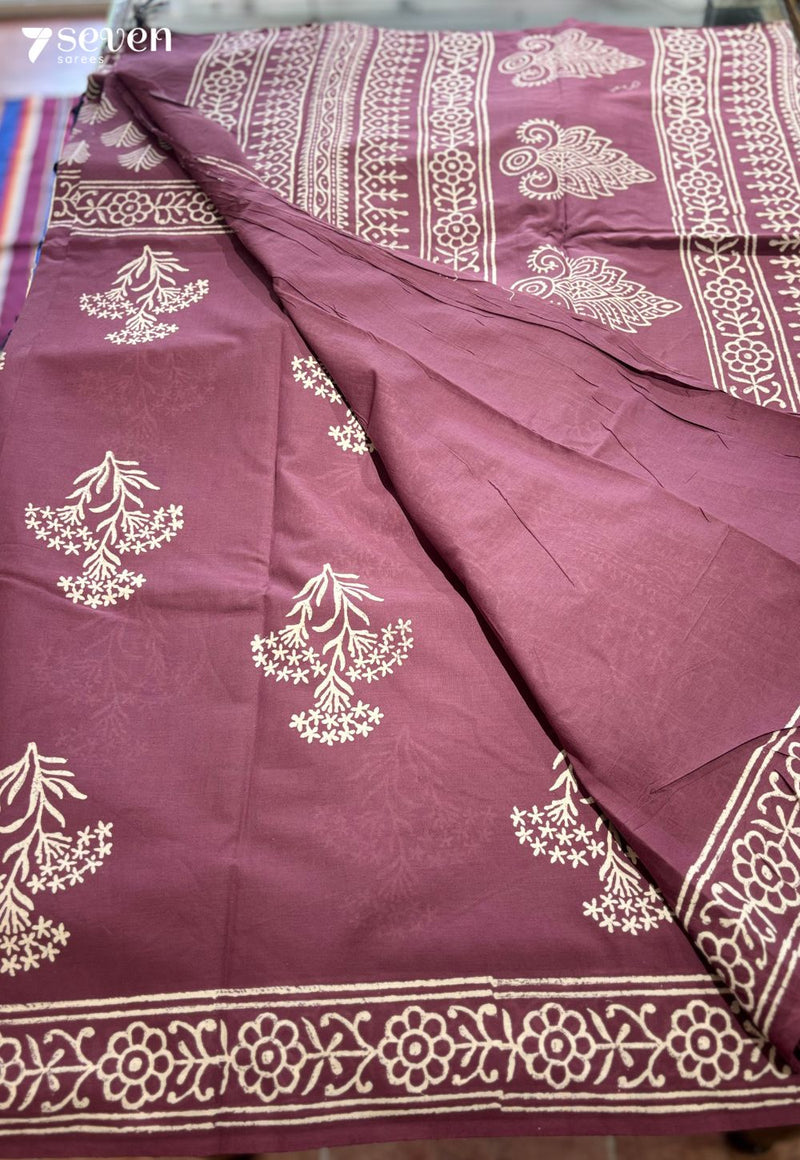 Wild Thyme Tales Jaipur Pink Handblock 100% Cotton Saree - Seven Sarees - Saree - Seven Sarees