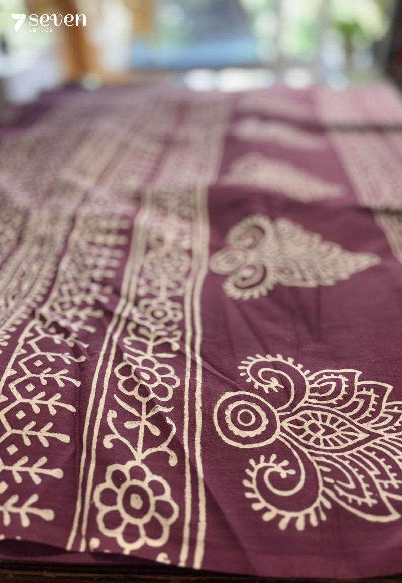 Wild Thyme Tales Jaipur Pink Handblock 100% Cotton Saree - Seven Sarees - Saree - Seven Sarees