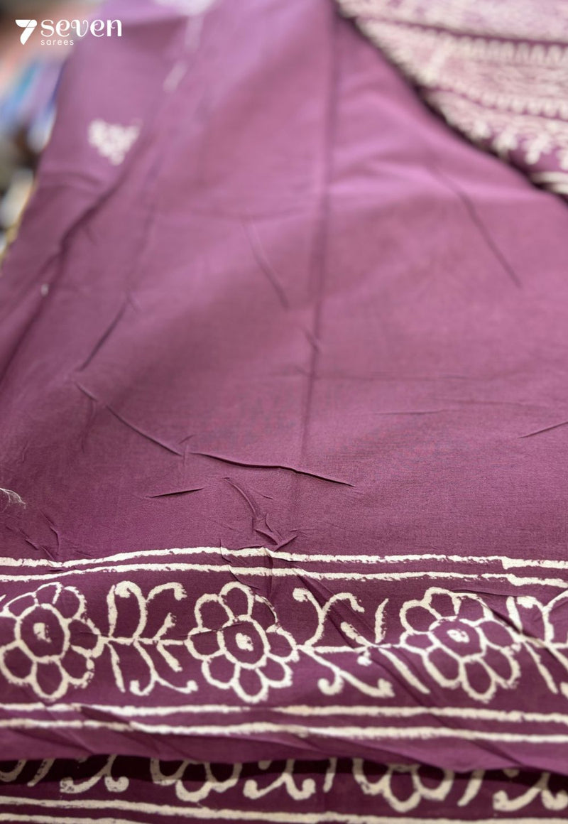 Wild Thyme Tales Jaipur Pink Handblock 100% Cotton Saree - Seven Sarees - Saree - Seven Sarees