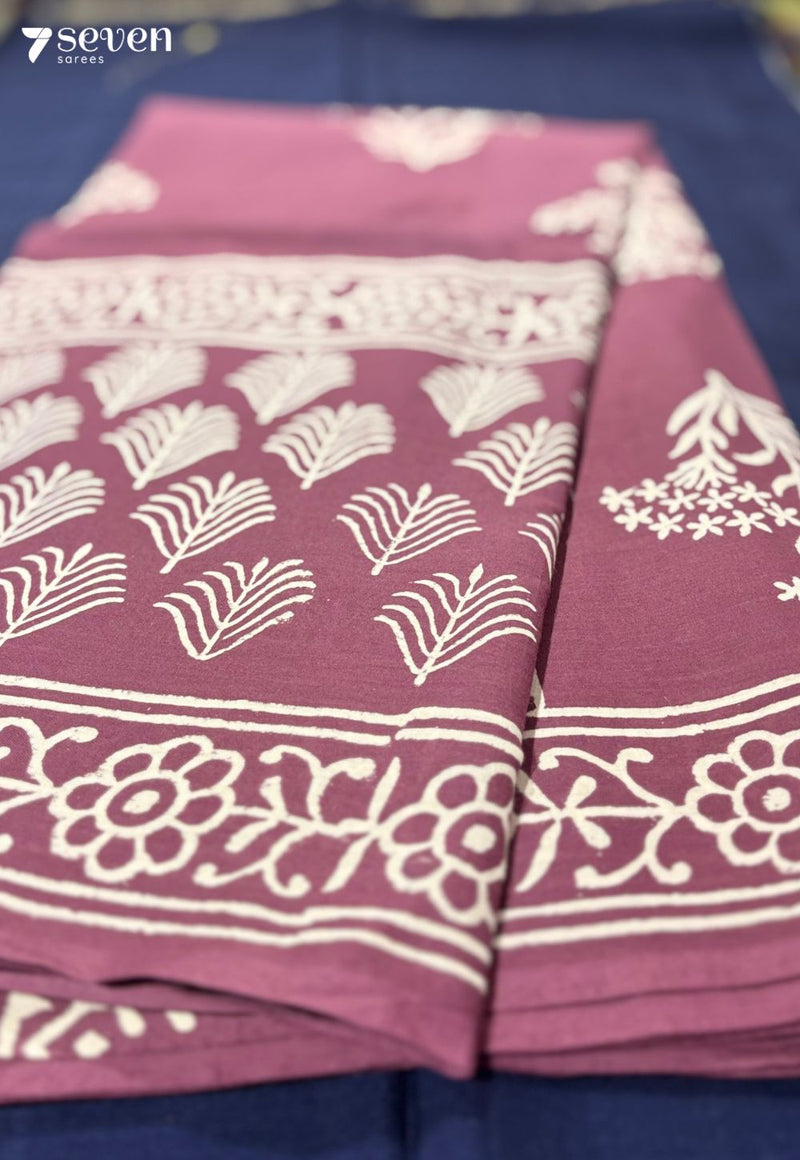Wild Thyme Tales Jaipur Pink Handblock 100% Cotton Saree - Seven Sarees - Saree - Seven Sarees