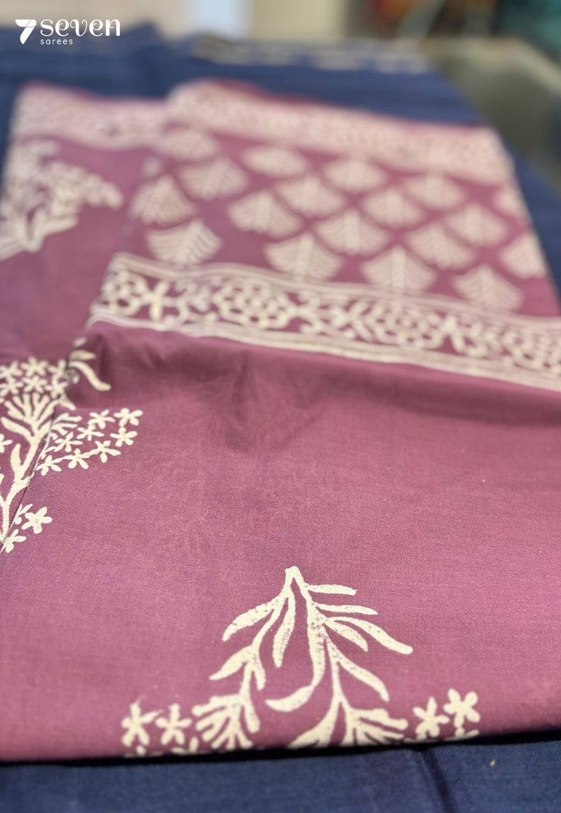 Wild Thyme Tales Jaipur Pink Handblock 100% Cotton Saree - Seven Sarees - Saree - Seven Sarees