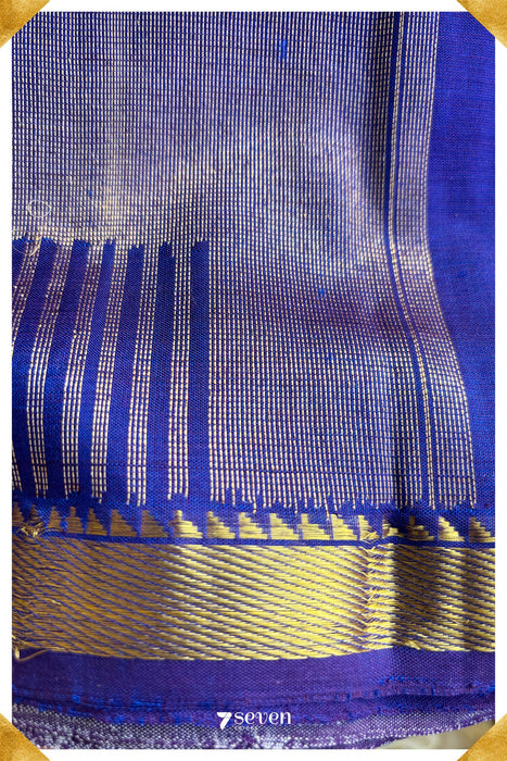 Willow Whisper Signature Seven Handloom Purple Bangalore Silk Cotton Saree - Seven Sarees - Saree - Seven Sarees