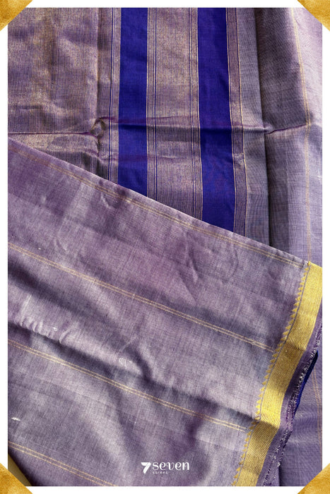 Willow Whisper Signature Seven Handloom Purple Bangalore Silk Cotton Saree - Seven Sarees - Saree - Seven Sarees